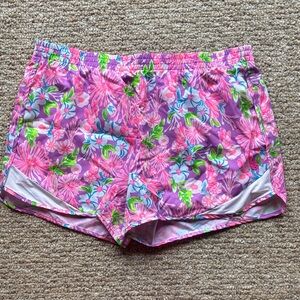 NWOT Lilly Pulitzer Luxletic Floral Shorts in Pink and Green